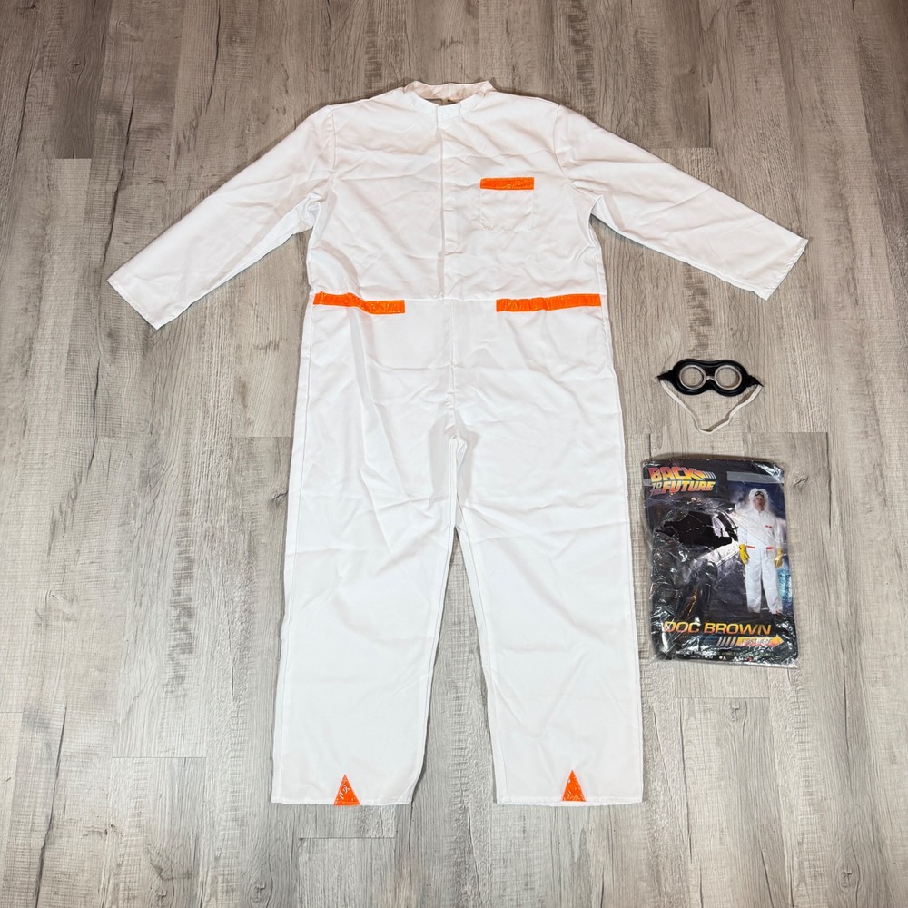 Back to the Future Doc Brown Costume Jumpsuit & Goggles Size 2xl